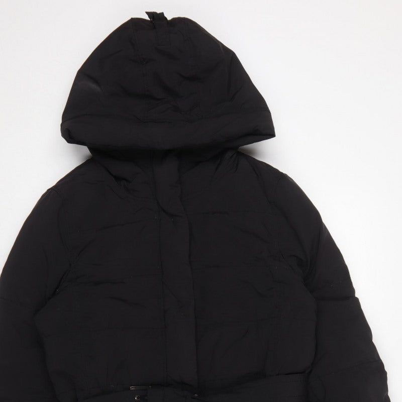 Zara Basic Women’s Black XL Hooded Belted Long Puffer Coat