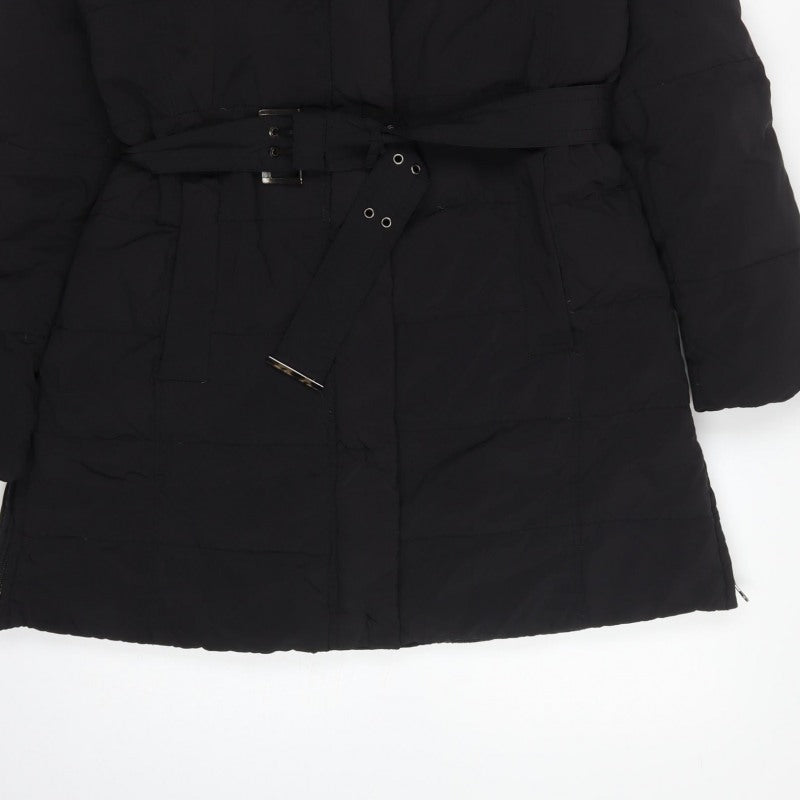 Zara Basic Women’s Black XL Hooded Belted Long Puffer Coat