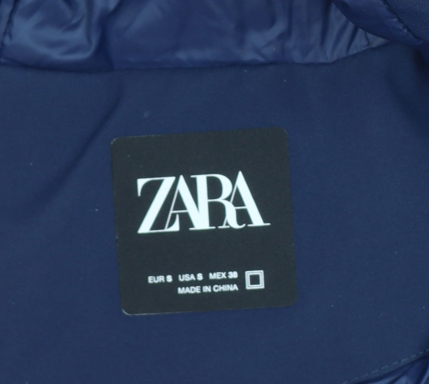 Zara Men’s Blue Size S Hooded Padded Parka Jacket