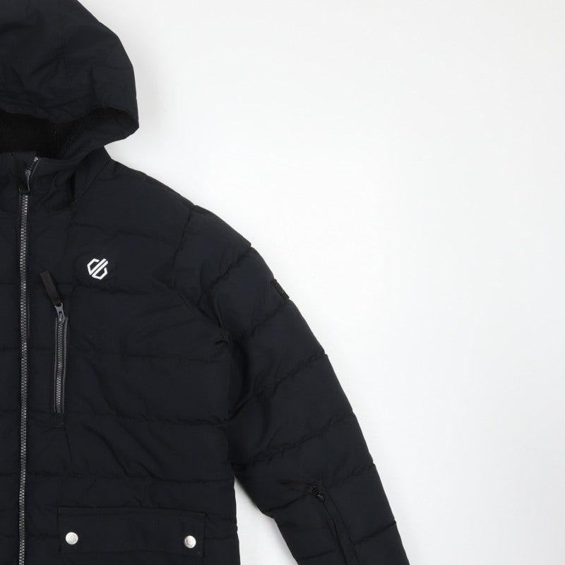 Dare 2b Boys Black 13 Years Hooded Puffer Ski Jacket Quilted