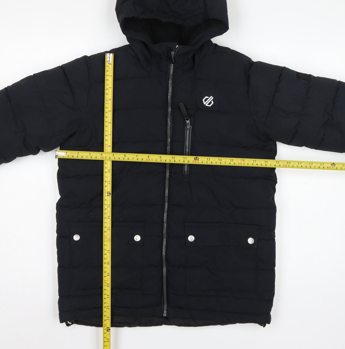 Dare 2b Boys Black 13 Years Hooded Puffer Ski Jacket Quilted