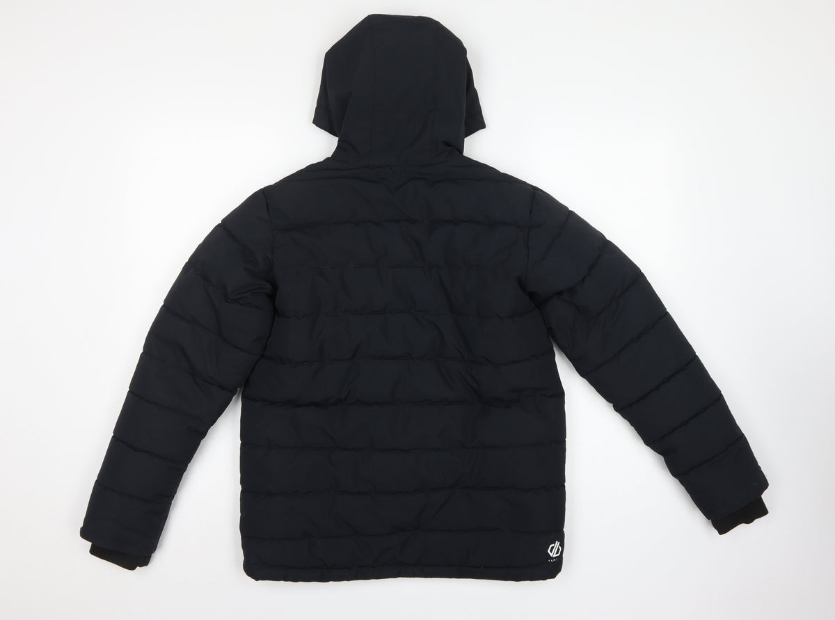 Dare 2b Boys Black 13 Years Hooded Puffer Ski Jacket Quilted