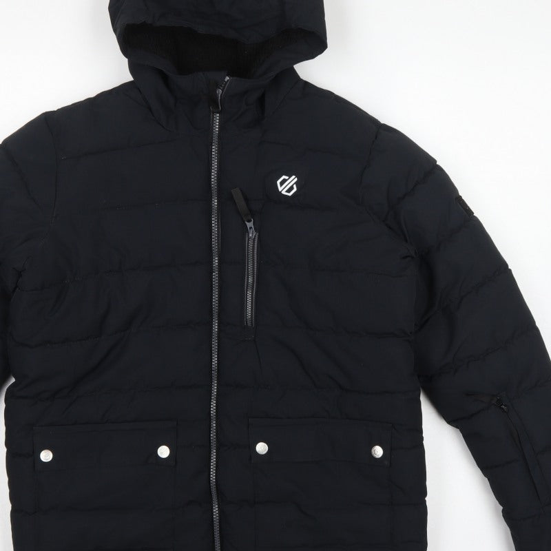 Dare 2b Boys Black 13 Years Hooded Puffer Ski Jacket Quilted