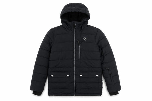 Dare 2b Boys Black 13 Years Hooded Puffer Ski Jacket Quilted