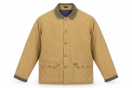 Cotton Traders Men’s Beige L Padded Canvas Button Jacket