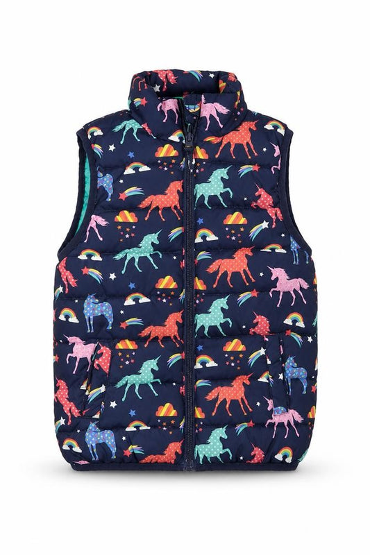 Mountain Warehouse Girls Blue Unicorn Padded Gilet 5-6 Years