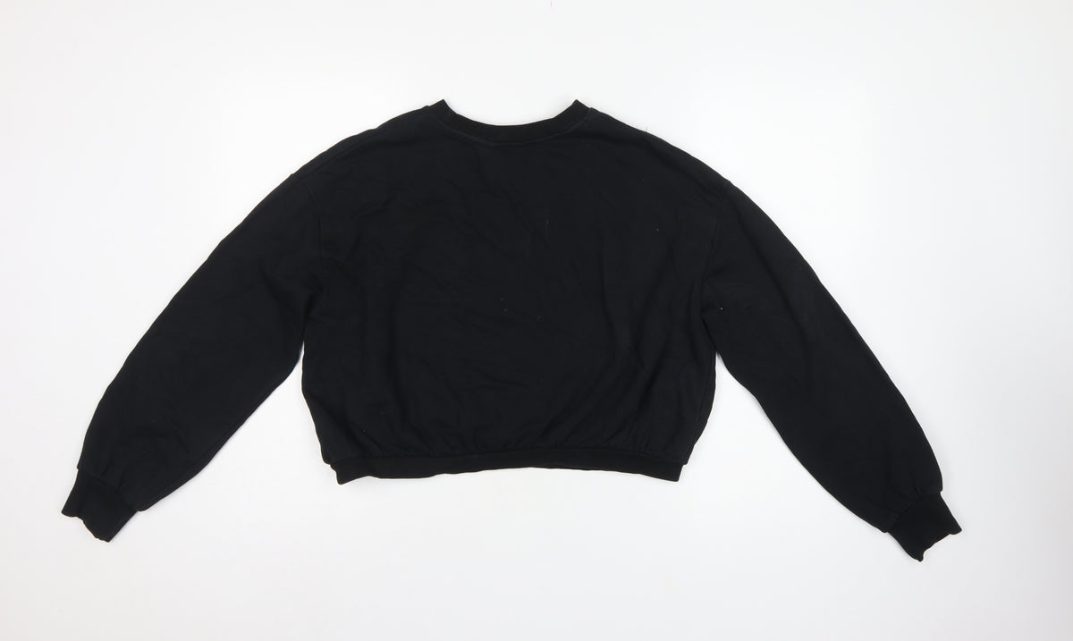 River Island Girls Black 15-16 Years Sequin Logo Pullover Sweatshirt