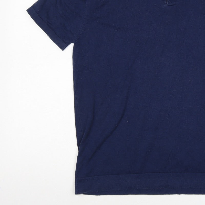 Next Mens Blue XL Short Sleeve Button Down Collar Polo Shirt