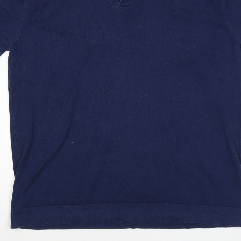 Next Mens Blue XL Short Sleeve Button Down Collar Polo Shirt