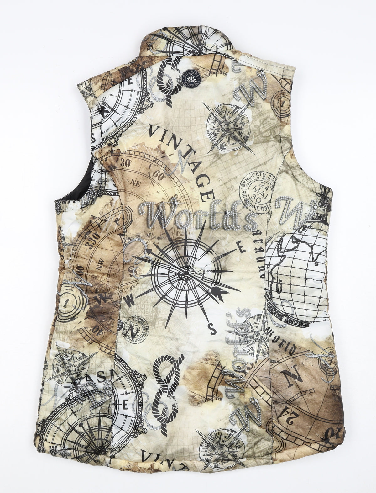 Dolcezza Women’s Multicoloured S Padded Nautical Map Zip Waistcoat