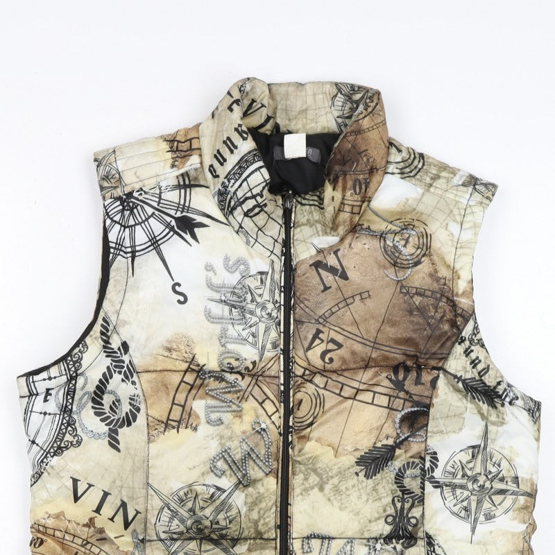 Dolcezza Women’s Multicoloured S Padded Nautical Map Zip Waistcoat