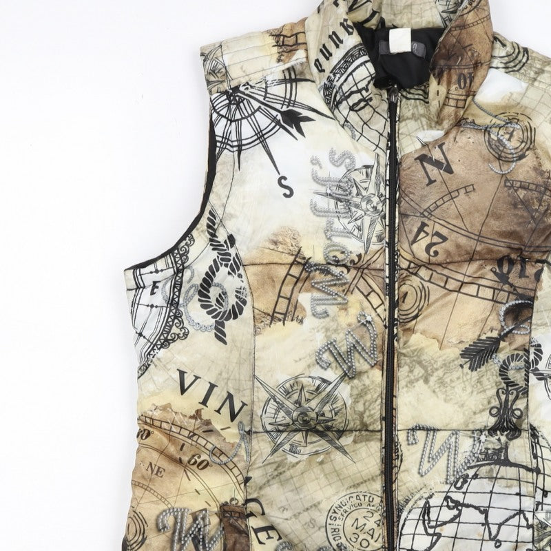 Dolcezza Women’s Multicoloured S Padded Nautical Map Zip Waistcoat