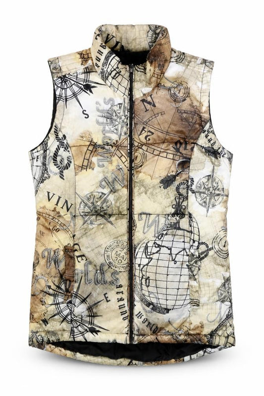 Dolcezza Women’s Multicoloured S Padded Nautical Map Zip Waistcoat