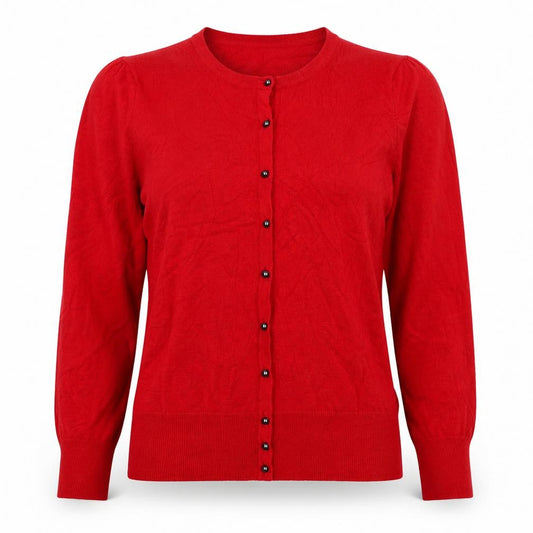 Marks and Spencer Women Red UK 14 Round Neck Button Knit Cardigan