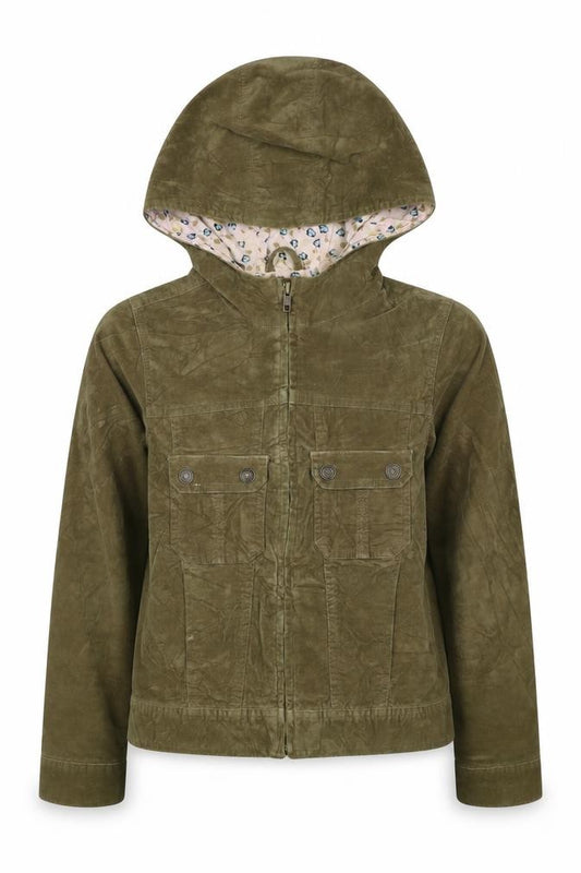 Gap Kids Girls Green Cotton Hooded Jacket 10-11 Years Floral Lined