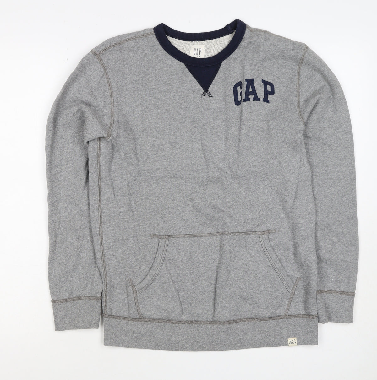 Gap Kids Boys Grey Logo Sweatshirt 14-15 Years Pullover Pockets