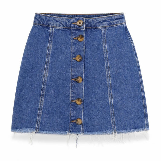 New Look 915 Teens Blue UK 4 Denim Button Front Mini Skirt