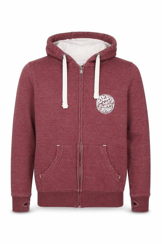 Cotton Ridge Men's Red M Full Zip Surf Graphic Hoodie Pockets