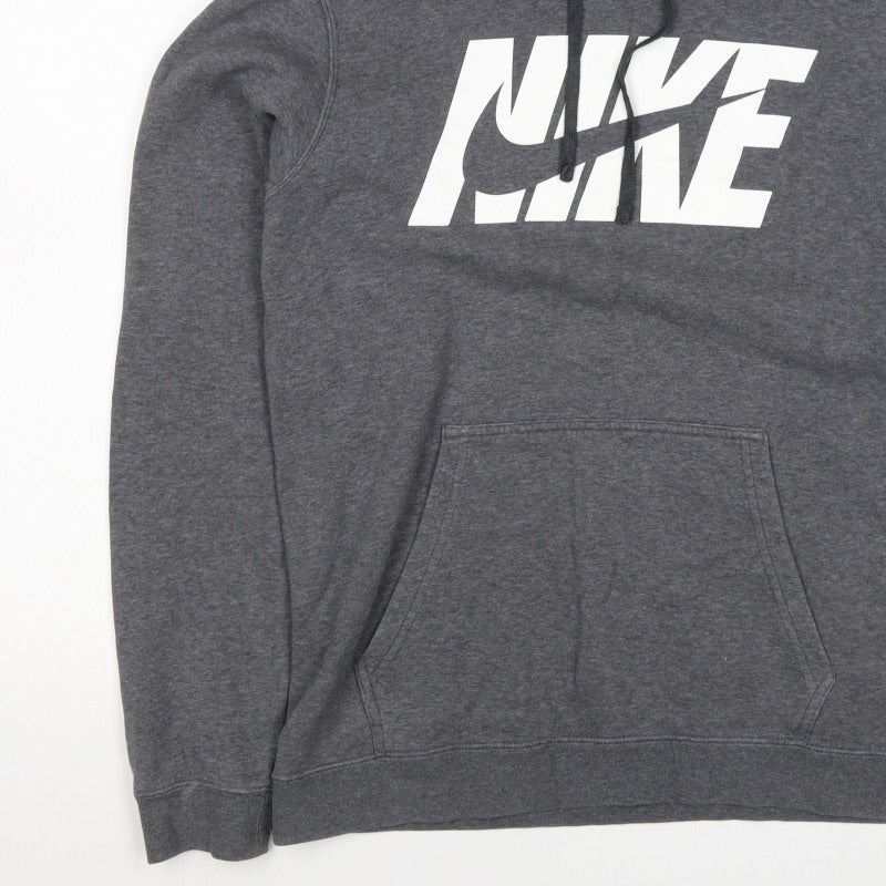 Nike Men's Grey M Logo Pullover Hooded Fleece Sweatshirt