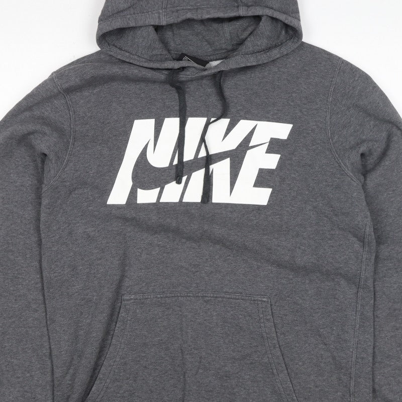 Nike Men's Grey M Logo Pullover Hooded Fleece Sweatshirt