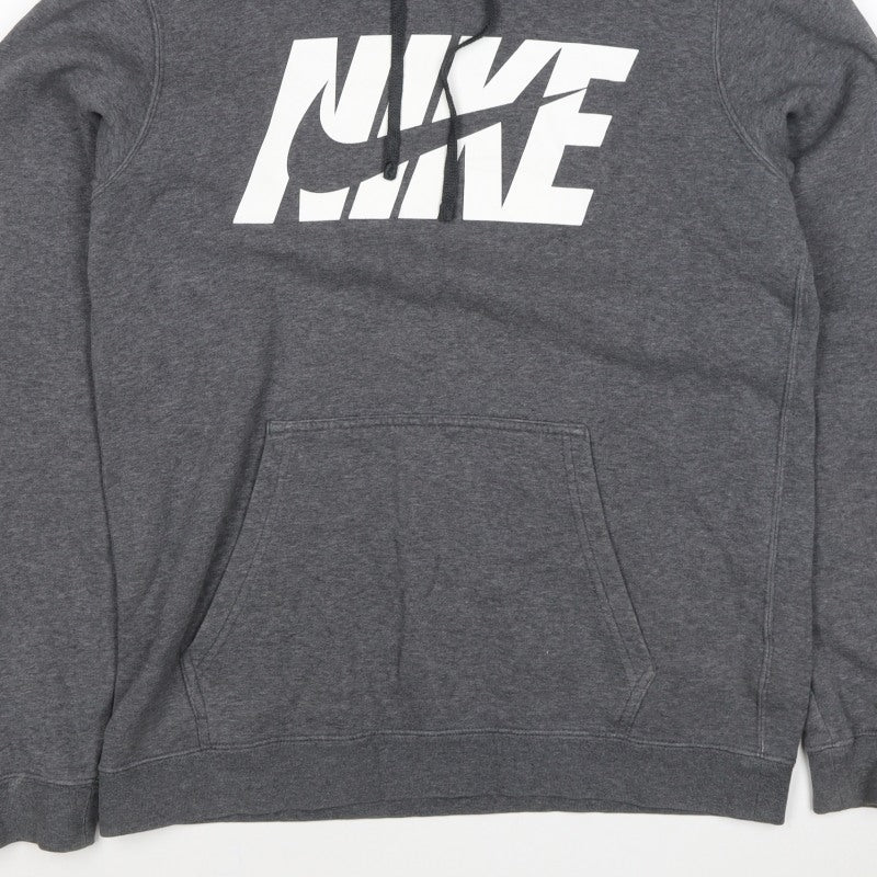 Nike Men's Grey M Logo Pullover Hooded Fleece Sweatshirt