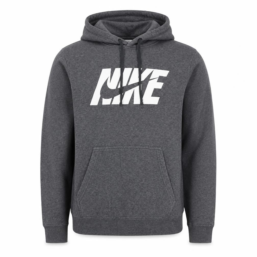 Nike Men's Grey M Logo Pullover Hooded Fleece Sweatshirt