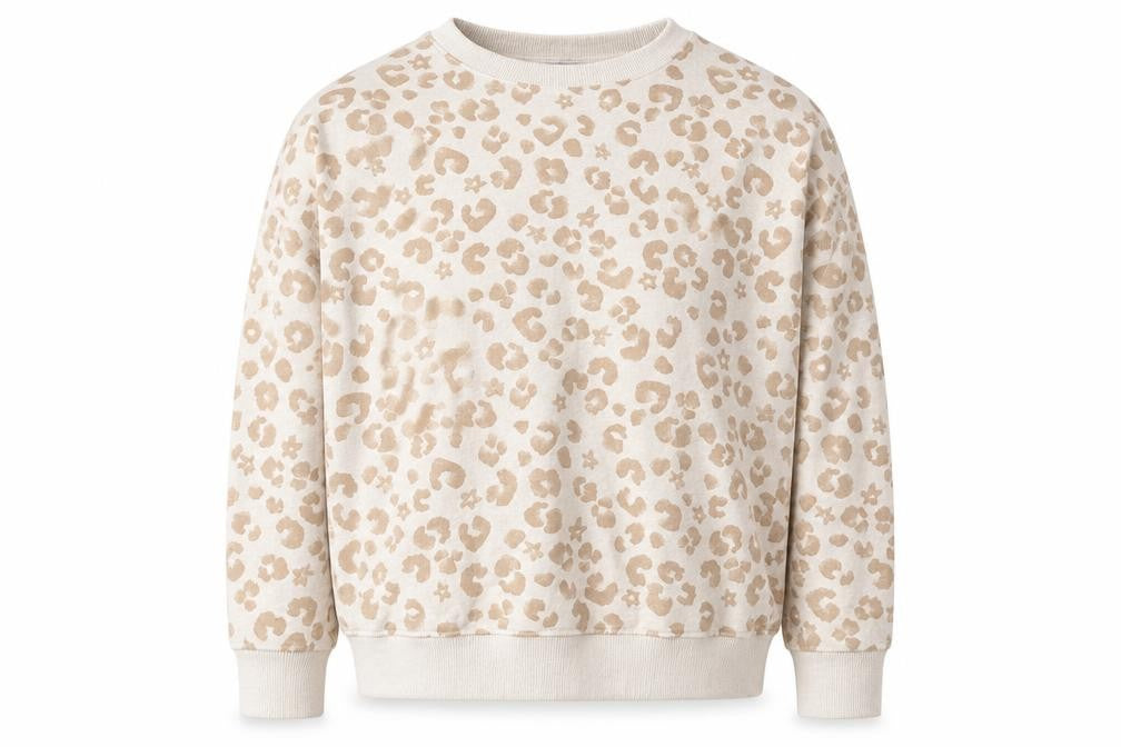 Next Women Beige S Leopard Print Crew Neck Pullover Sweatshirt