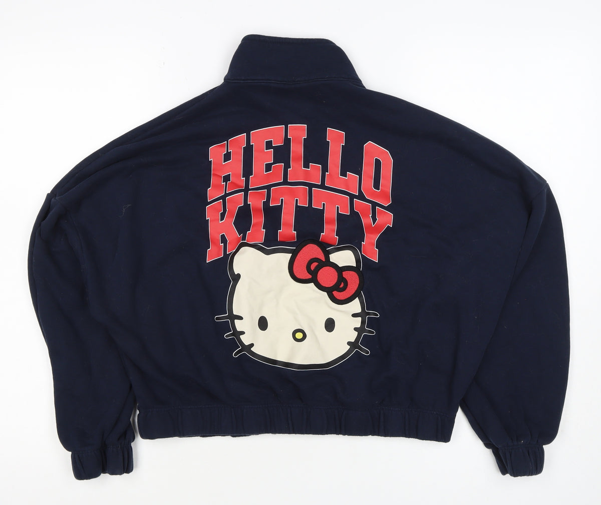 Primark Women Blue M Hello Kitty 1/4 Zip Pullover Sweatshirt