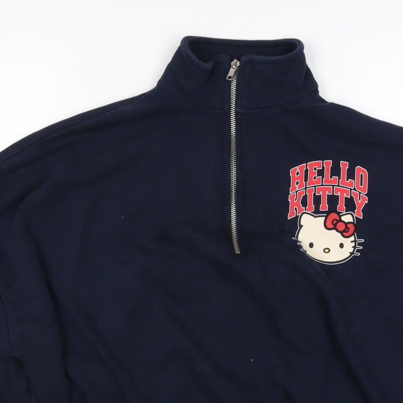 Primark Women Blue M Hello Kitty 1/4 Zip Pullover Sweatshirt