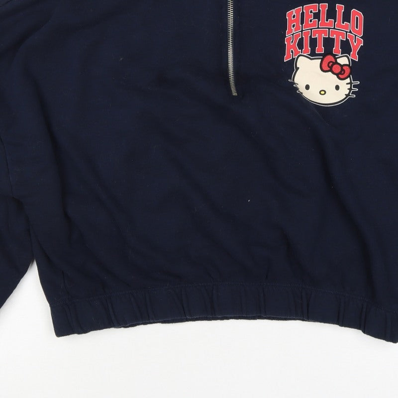 Primark Women Blue M Hello Kitty 1/4 Zip Pullover Sweatshirt