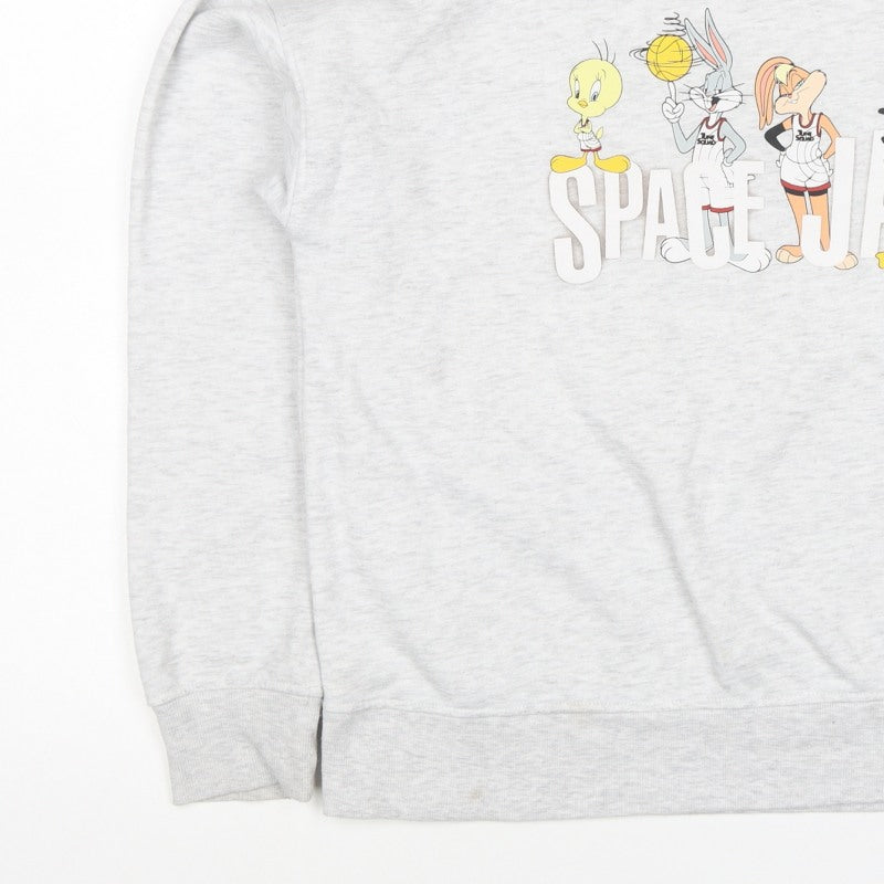 Space Jam Women Grey UK 12 Graphic Crew Neck Sweatshirt