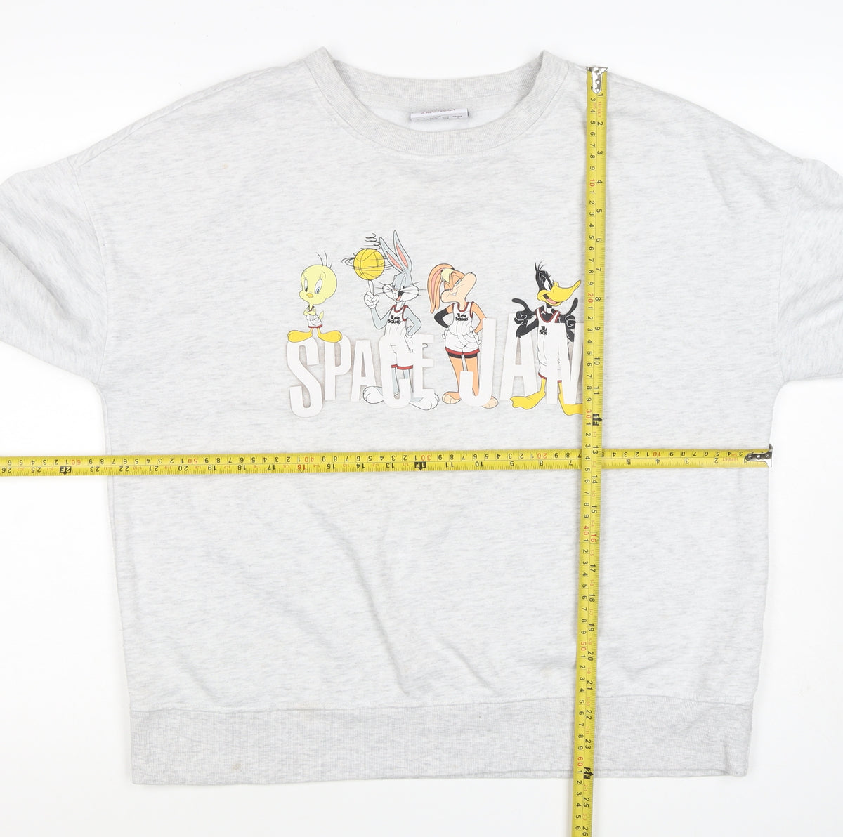 Space Jam Women Grey UK 12 Graphic Crew Neck Sweatshirt