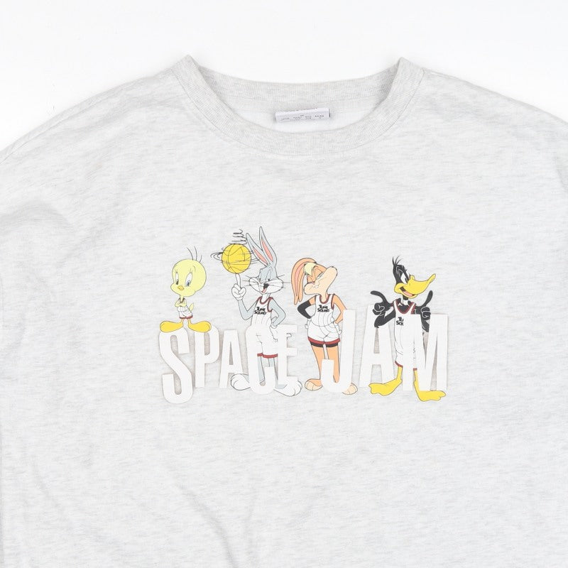 Space Jam Women Grey UK 12 Graphic Crew Neck Sweatshirt