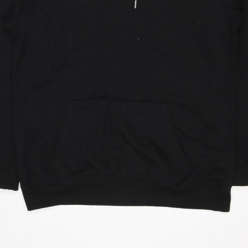 boohooMAN Men’s Black L Logo Pullover Hoodie Drawstring Pockets