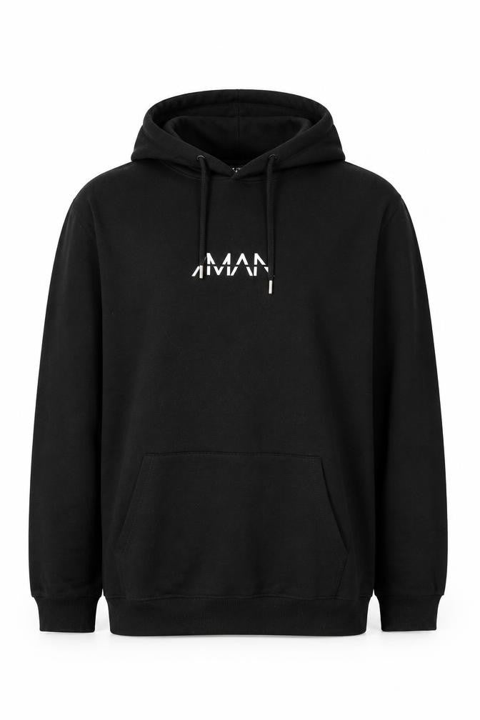 boohooMAN Men’s Black L Logo Pullover Hoodie Drawstring Pockets