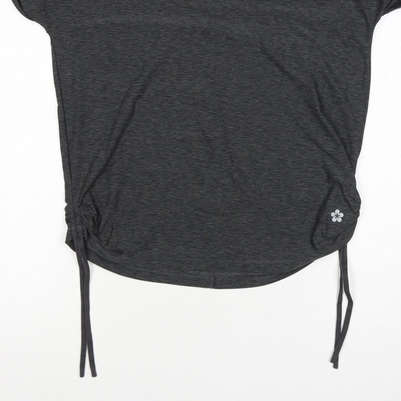Tuff Women’s Grey Size S Ruched Drawstring Cap Sleeve T-Shirt