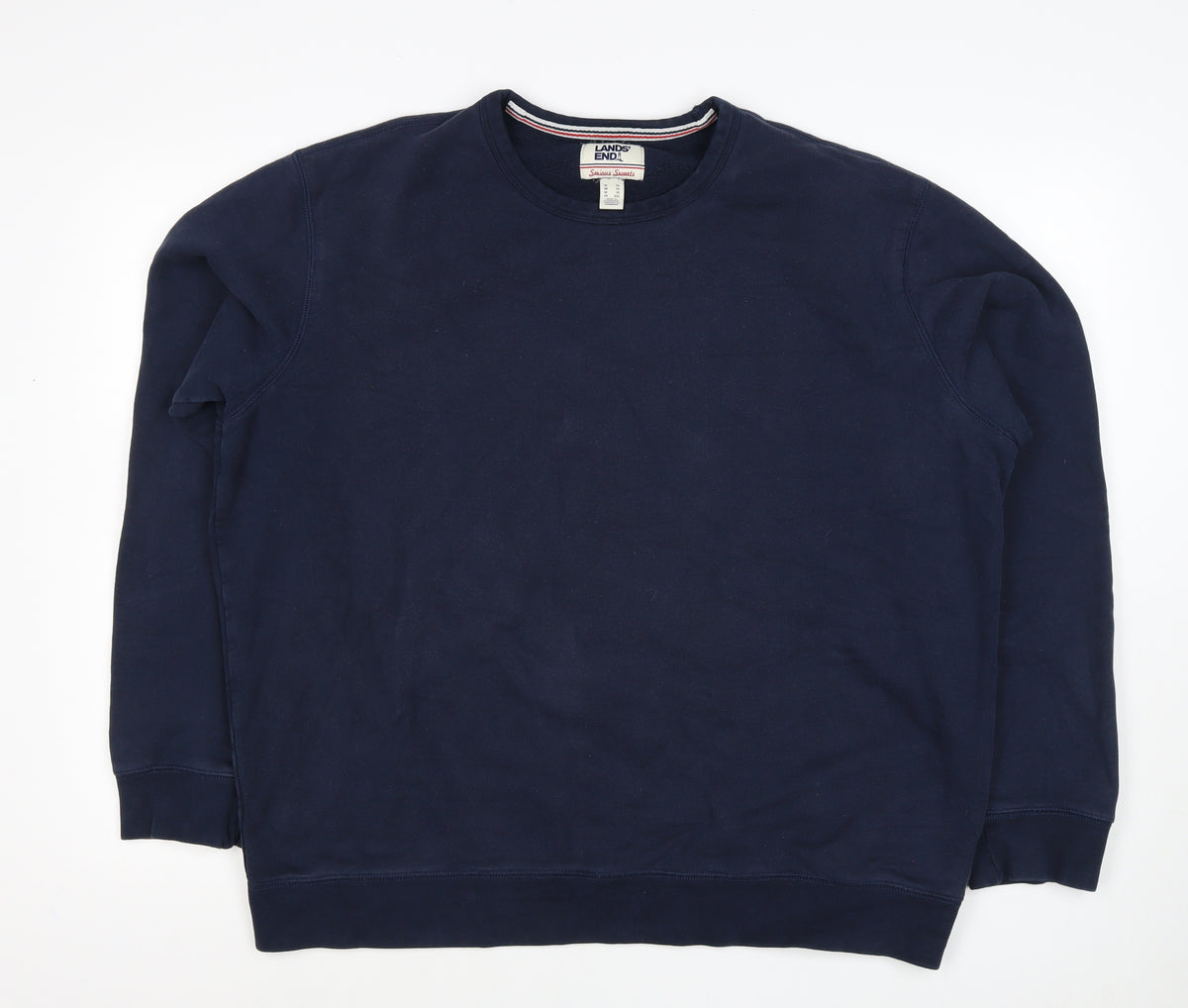 Lands' End Men's Blue XL Crew Neck Pullover Fleece Sweatshirt