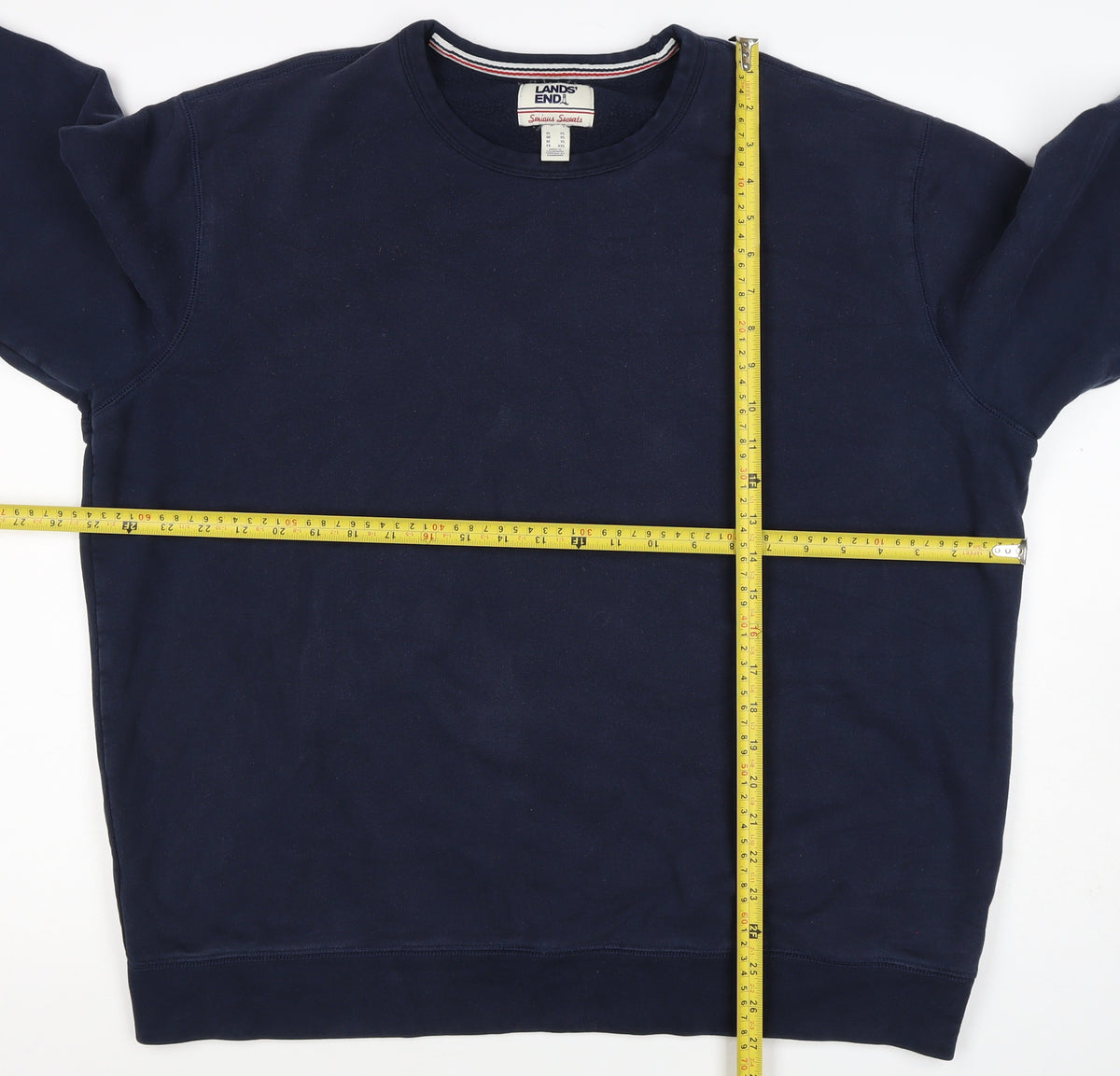 Lands' End Men's Blue XL Crew Neck Pullover Fleece Sweatshirt