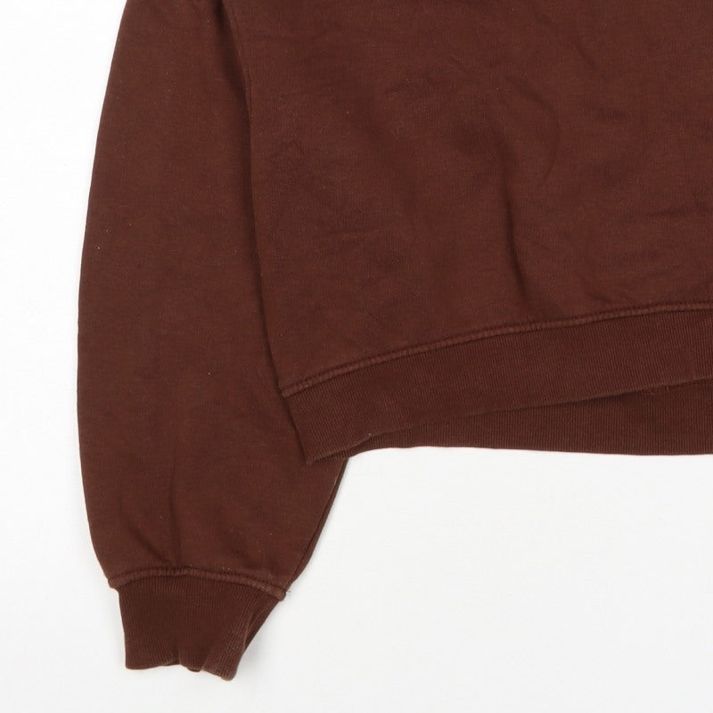 Zara Women Brown S Pullover Sweatshirt Crew Neck Long Sleeve