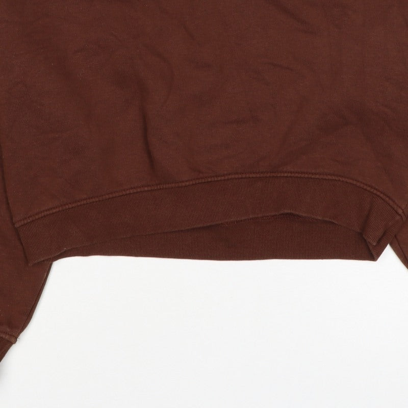 Zara Women Brown S Pullover Sweatshirt Crew Neck Long Sleeve