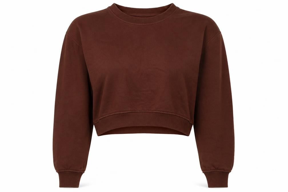 Zara Women Brown S Pullover Sweatshirt Crew Neck Long Sleeve