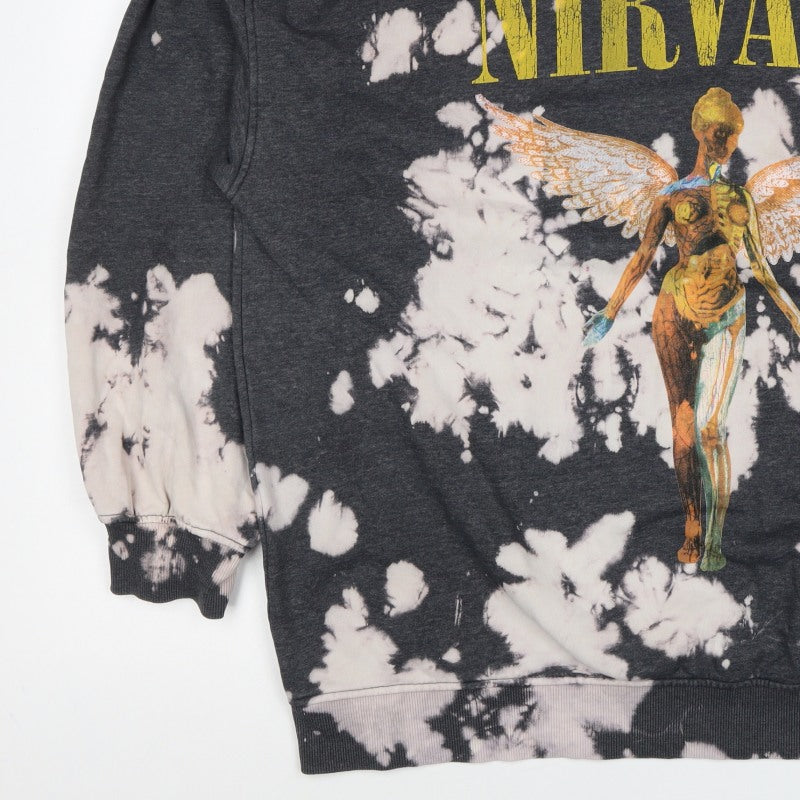 Divided Men’s Black XL Nirvana Bleach Dye Graphic Print Pullover Sweatshirt