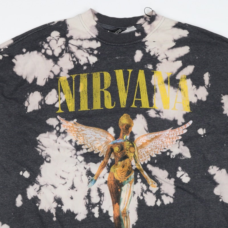 Divided Men’s Black XL Nirvana Bleach Dye Graphic Print Pullover Sweatshirt
