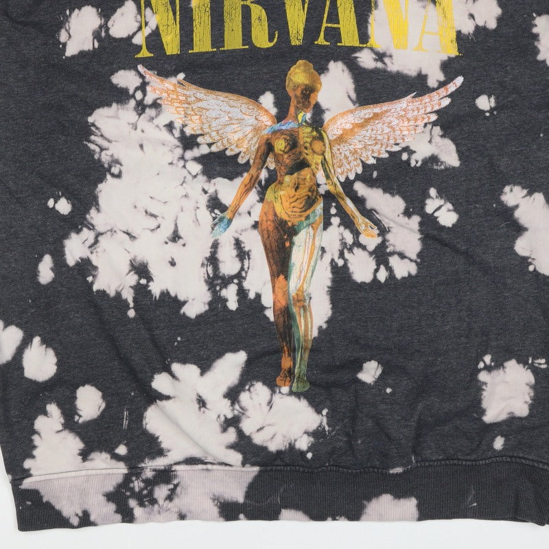 Divided Men’s Black XL Nirvana Bleach Dye Graphic Print Pullover Sweatshirt