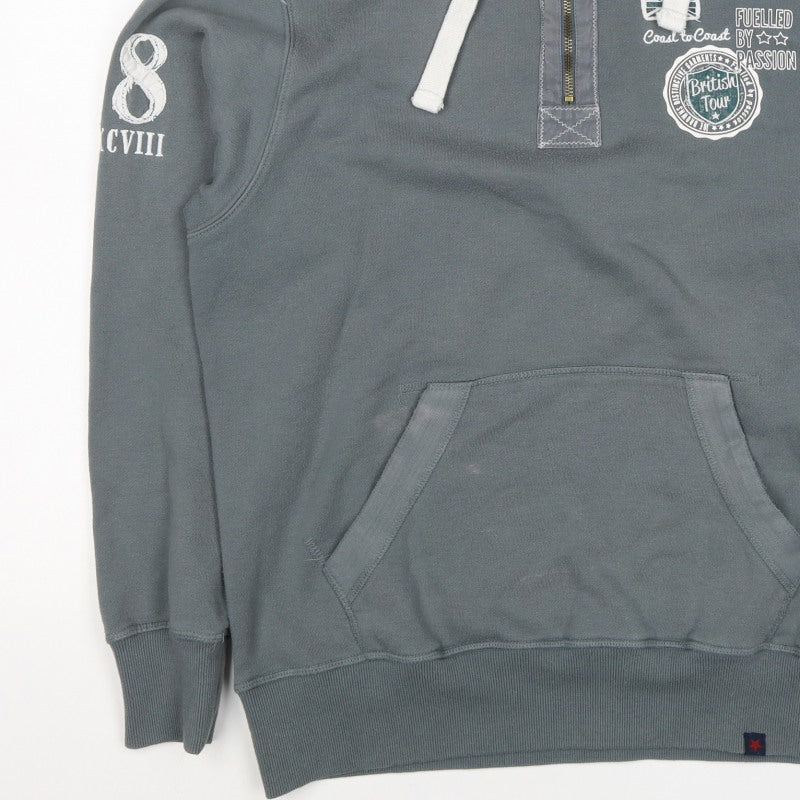 Joe Browns Men Grey M 1/4 Zip Pullover Hoodie Graphic Print