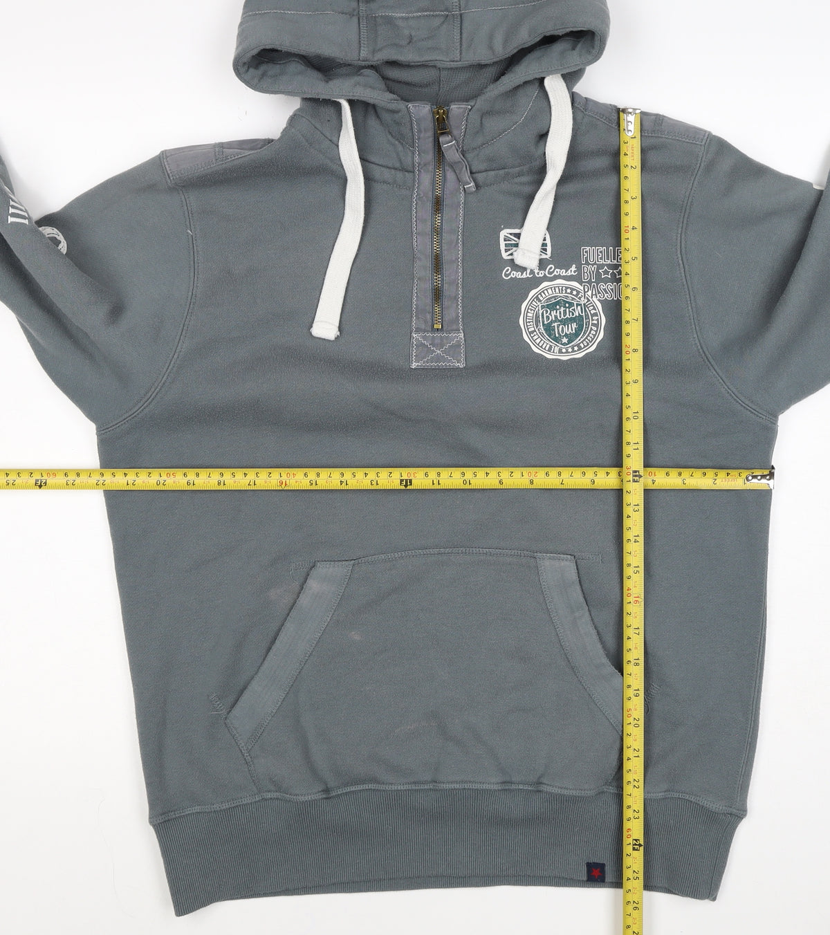 Joe Browns Men Grey M 1/4 Zip Pullover Hoodie Graphic Print