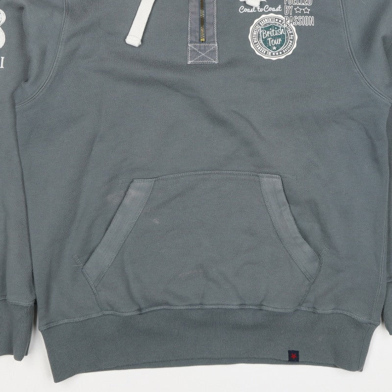 Joe Browns Men Grey M 1/4 Zip Pullover Hoodie Graphic Print