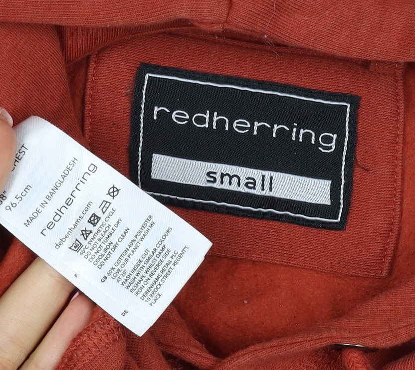 Red Herring Men’s Orange Small Pullover Hooded Fleece Hoodie