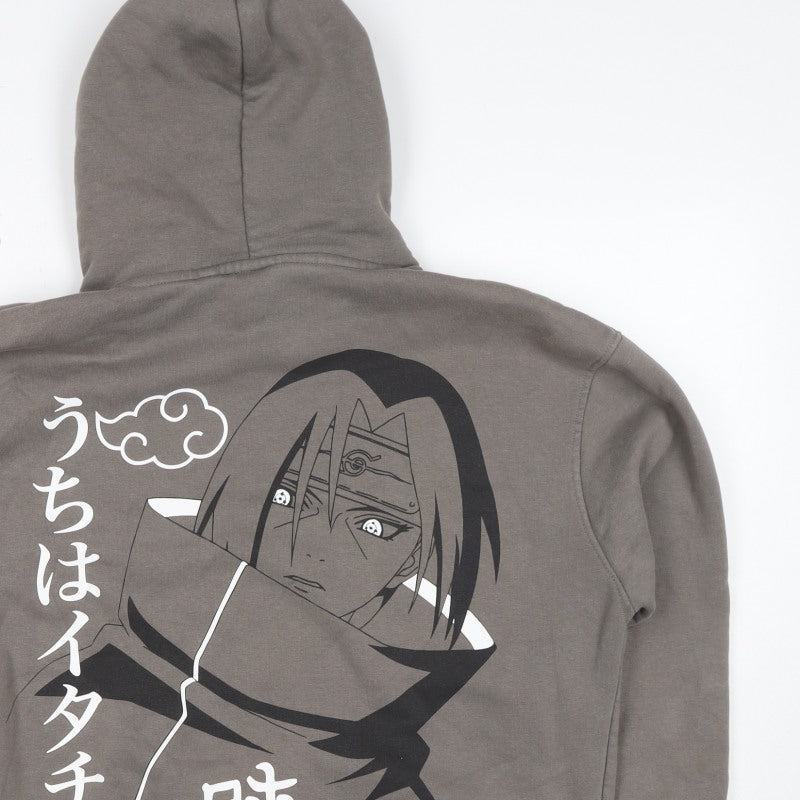 Pull&Bear Men’s Grey M Naruto Itachi Anime Graphic Pullover Hoodie