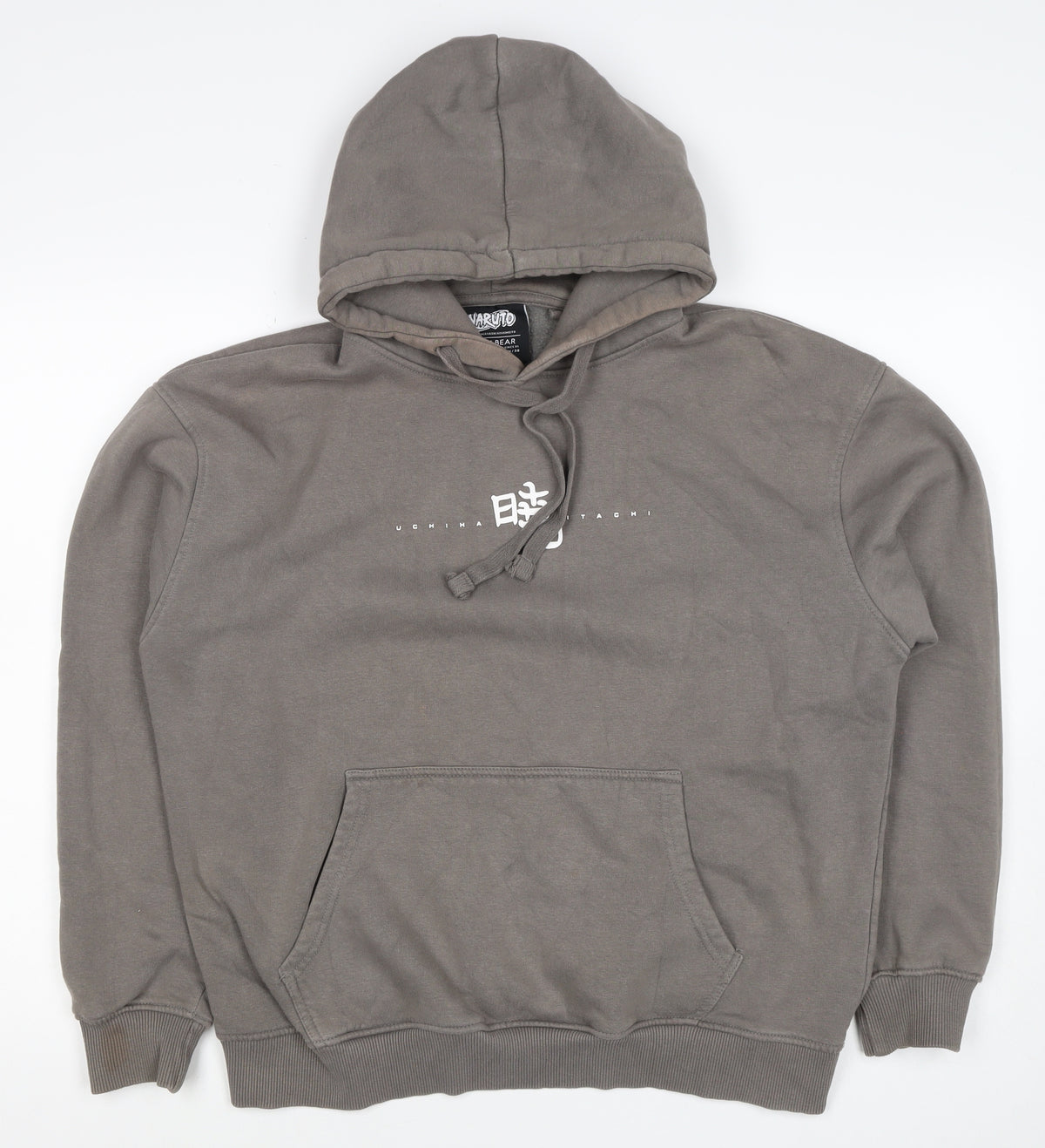 Pull&Bear Men’s Grey M Naruto Itachi Anime Graphic Pullover Hoodie